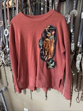 Rust Red Western Rodeo Patch Sweatshirt